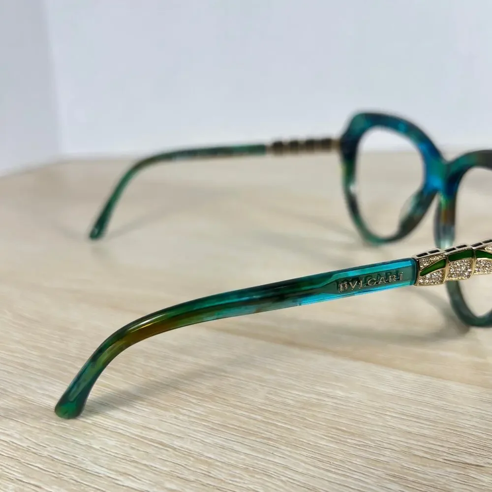 Bvlgari 8143-B 5340/8E Sunglasses Frames Only Blue Brown Multicolor 55-17-135